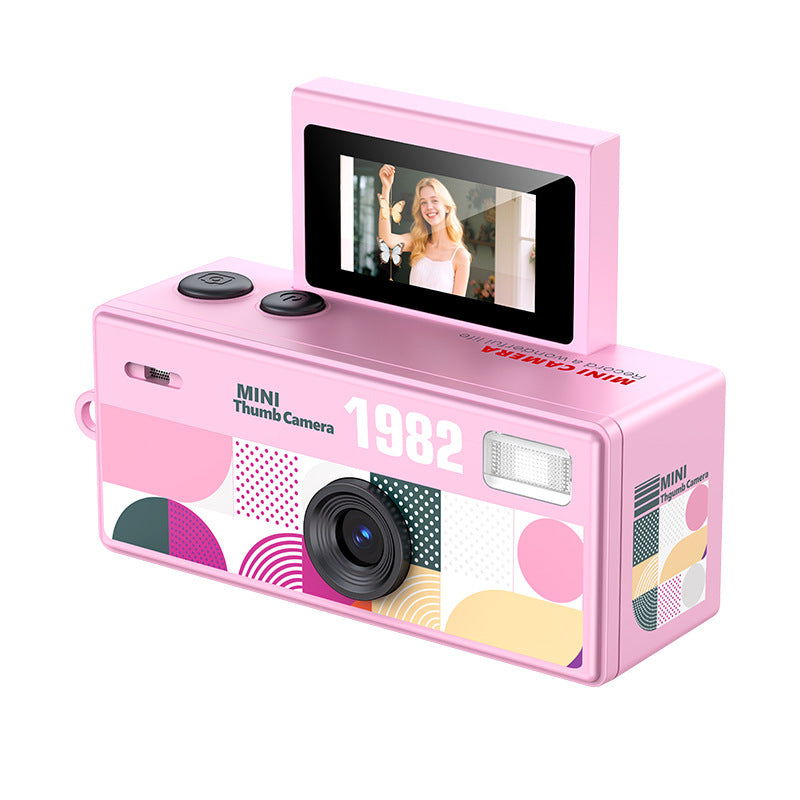 Mini Handheld Flip Camera — Retro Digicam with Flash
