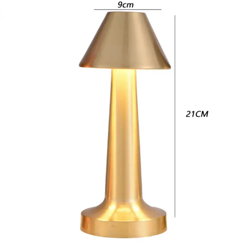 Cordless table lamp dimensions: 9cm wide, 21cm tall