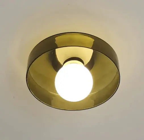Glass ceiling light shown on the ceiling and wall