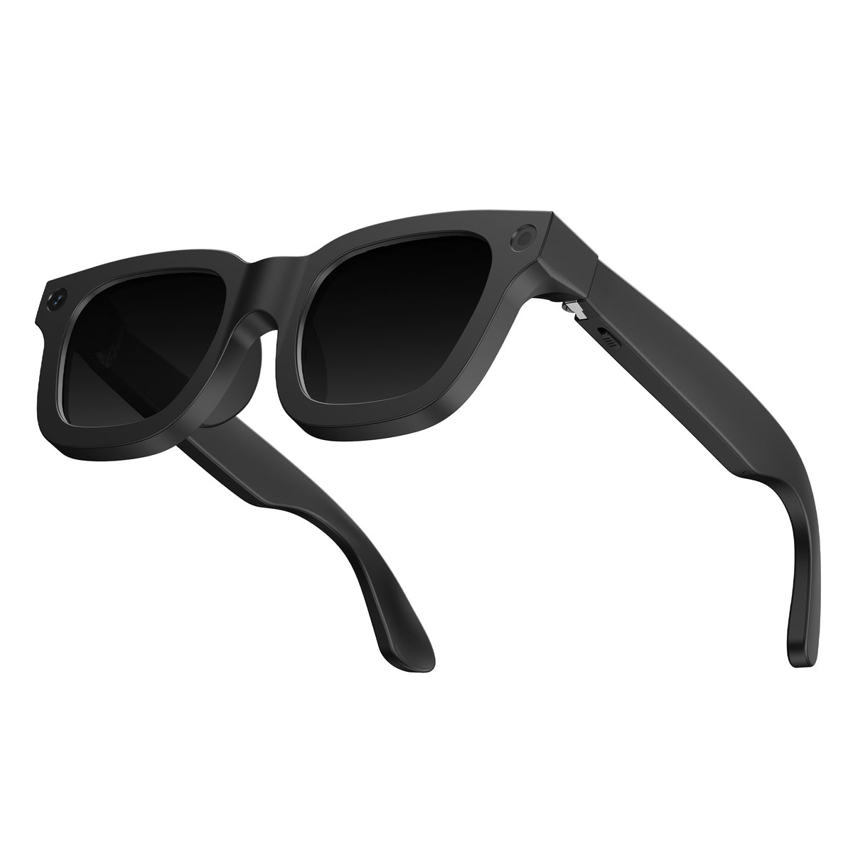 Folded matte black frame, side view