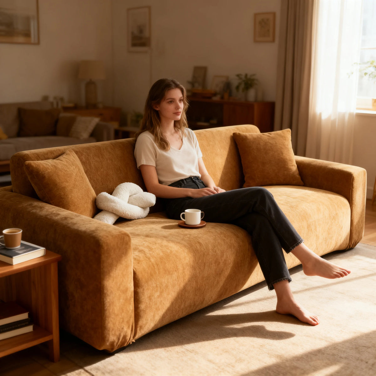 Chenille Herringbone Sofa Slipcover