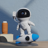 Astronaut galaxy projector standing on a shelf
