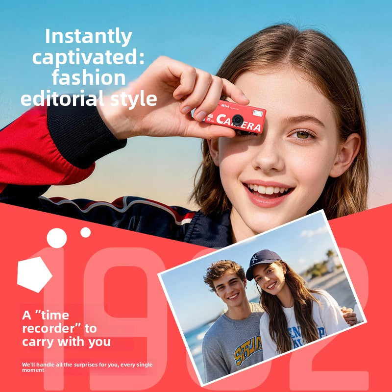 Mini Handheld Flip Camera — Retro Digicam with Flash