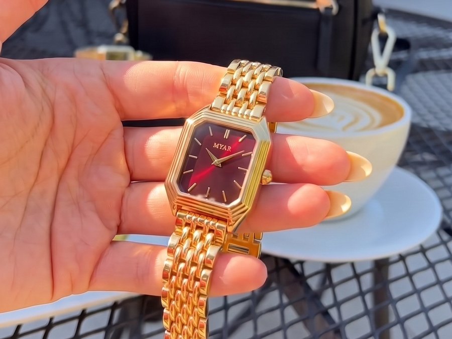 A customer wearing the watch