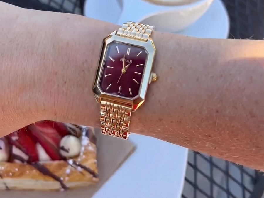 A customer wearing the watch