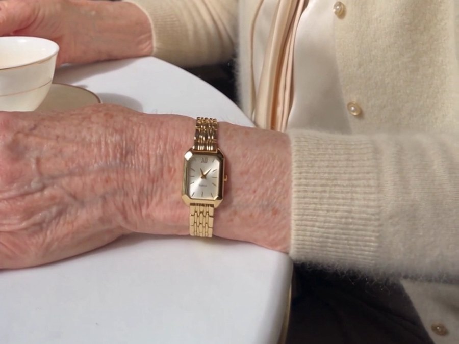 A customer wearing the watch